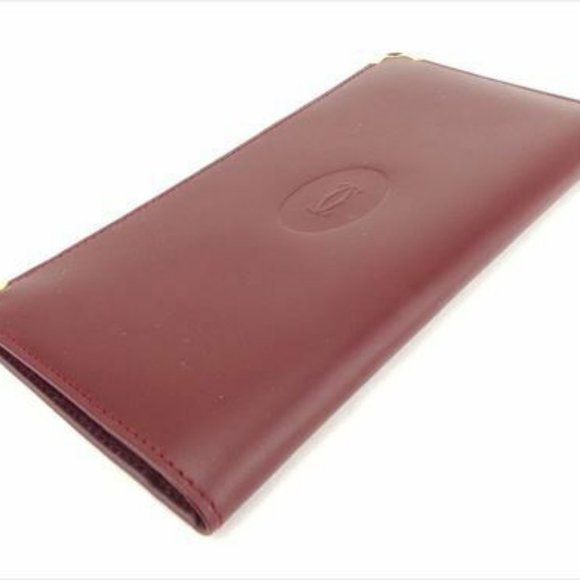 Cartier Wallet Purse Long Wallet Mastline Red Woman unisex Authentic Used T7268 - Picture 3 of 9